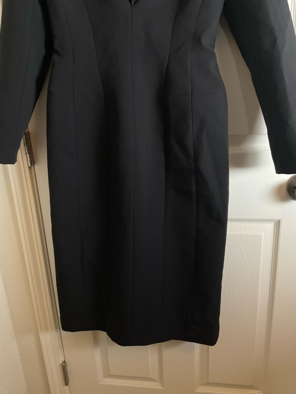 Zara Black Tailored Hourglass Midi Coat Dress – Back Zip – Size XS - Picture 4 of 10